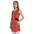 thumbnail image 3 of Moomaya Tunique Sans Manches en Coton Imprimé à Col en V Haut Long d'Été Blouse Décontractée pour Femmes, 3 of 6