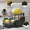 thumbnail image 4 of TEAFIRST Dish Drying Rack, 2 Tier Large Dish Rack and Drainboard for Kitchen Counter, 10.5'', Black, 4 of 8
