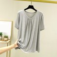 thumbnail image 1 of Weiqiqre T-Shirt à Col Rond pour Femme à Manches Courtes Ajusté T-Shirt Mince Uni Haut de Pyjama Pyjama à Manches Courtes, 1 of 7