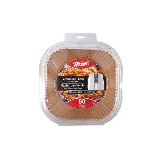 Titan Caissettes en Papier Parchemin pour Friteuse à Air Chaud, Forme Carrée, Forme Couronne, 50 Unités