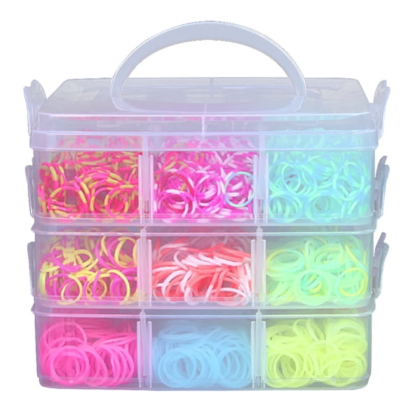 Rainbow Rubber Band Kit 3-Ply DIY Rubber Band Refill Set Loom Craft Kit for Kids