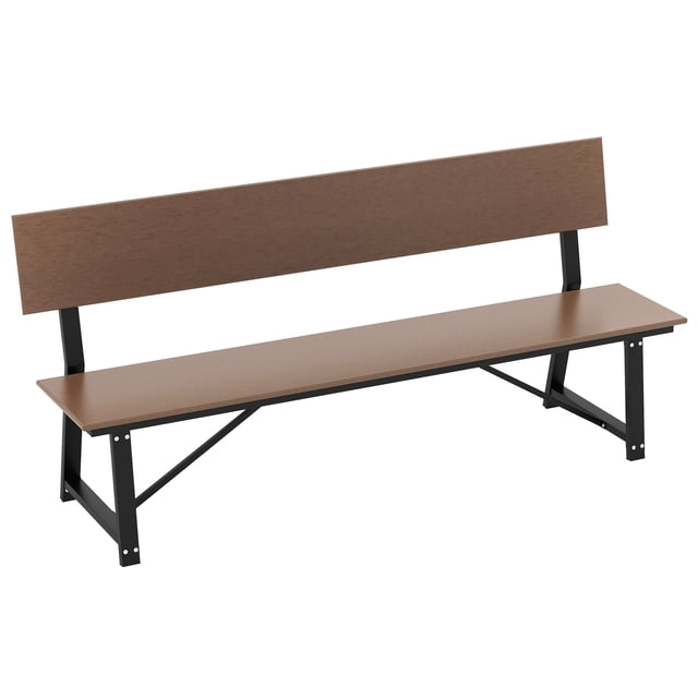 Patiojoy 1pcs Patio 4-Person Bench, 72 Inch Extra Long Bench w/ All-Weather HDPE Seat & Back Heavy-Duty Metal Support for 1100 lbs Max Load