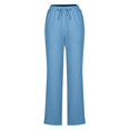 thumbnail image 4 of Womens High Waist Casual Linen Pants Drawstring Straight Leg Lounge Pants Trousers with Pockets, 4 of 5