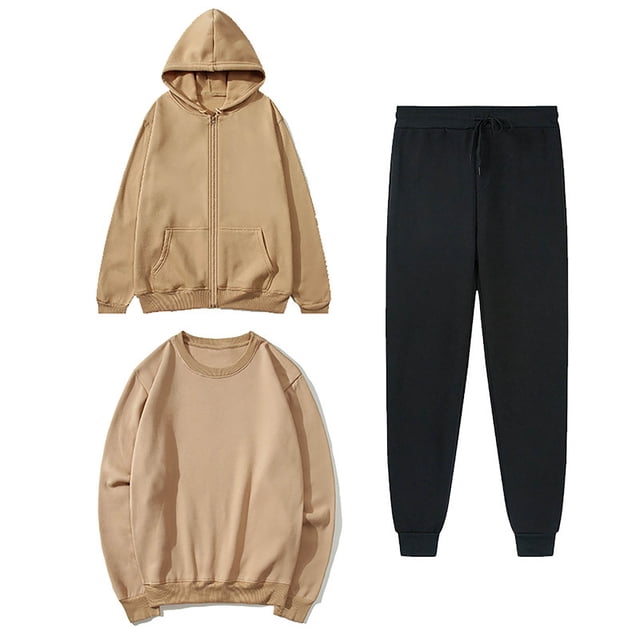 MeetoTime Women's 3 Piece Outfit Tracksuit Pullover Top Hooded Sweatshirt and Sweatpants Lounge Set
