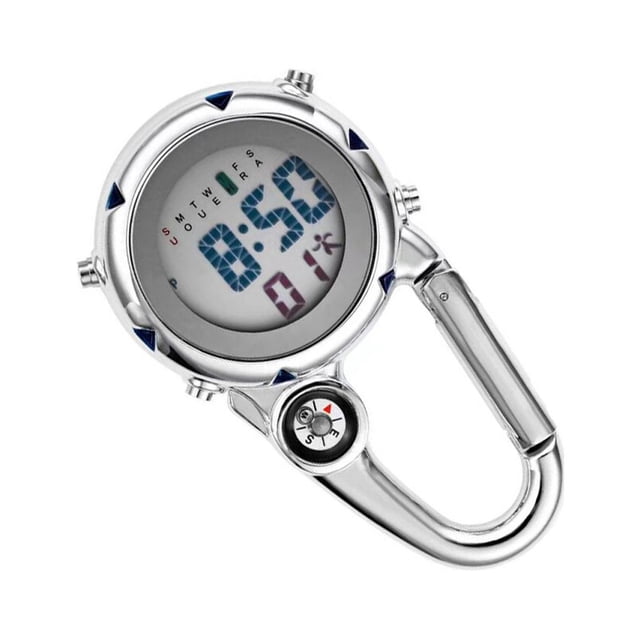 Digital Carabiner Clip Watches Hook Clock Luminous Watch Digital Carabiner Clip Multi-function Fob Nurse Watch Compasses Week Clocks Hospital Blue