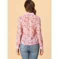 thumbnail image 3 of INSPIRE CHIC Women's Contrast Color Collar See Through Floral Blouse, 3 of 6