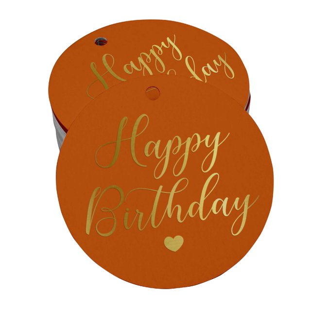 Inkdotpot Real Gold Foil Happy Birthday Tag Favor Hang Paper Tag 50 Piece