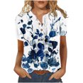 thumbnail image 1 of Cameland T-Shirt à Manches Courtes Décontracté d'Été pour Femmes, à Boutons, Col Rond, Chandail Blouse Hauts, 1 of 5
