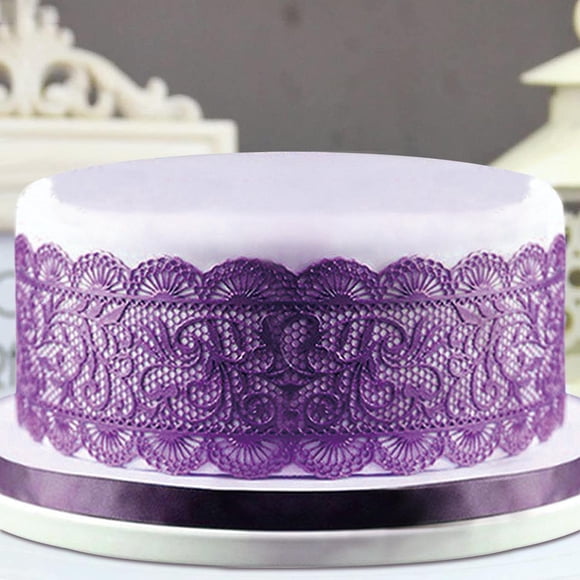 GOGRANT Silicone Lace Cake Mold, 40x10cm Fondant Border Mould for Cake Decorating, Reusable Flower Pattern Baking Tool for Wedding Anniversary Cakes