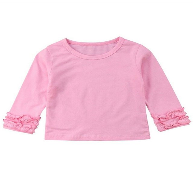 Baby Girl Long Sleeve T-shirt Crew Neck Cotton Ruffle Tops