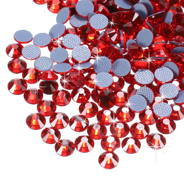 Uxcell Hotfix Rhinestones Flatback Crystal Glass Gems for Craft Clothes DIY Decoration Light Red 4.8mm