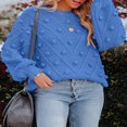 thumbnail image 3 of Knitted Sweaters for Women Solid Sweaters Crew Neck Pullover Long Sleeve Jumper Tops, 3 of 6