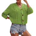 thumbnail image 1 of Baberdicy Cardigan Sweater Ladies Solid Color Button Sweater Knit Cropped Loose Cardigan Women's Cardigans Green, 1 of 3