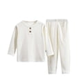 thumbnail image 2 of RXIRUCGD Baby Children's Winter Solid Striped Home Clothes Suit( White, Size:90 ), 2 of 3
