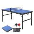 thumbnail image 1 of VEVOR Mid-Size Ping Pong Table Foldable Table Tennis Game Table Indoor with Net, 1 of 9