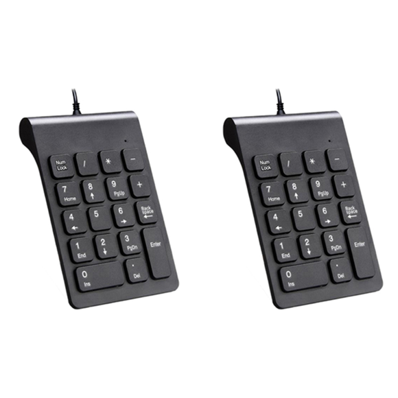 2X Mini Clavier Numérique Filaire USB 18 Touches Clavier Numérique pour Comptable Conteur Ordinateur Portable Windows Android (Noir)