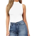 thumbnail image 2 of Pisexur Combinaison une Pièce pour Femme Col Rond Extensible Débardeur Coupe Ajustée Combinaison Moulante Manches Longues Manches Courtes Basique Élastique Justaucorps Combinaison, 2 of 6