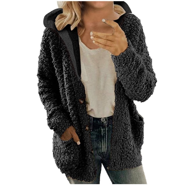 Winter Clearance Cardigan Sweaters for Women Long Sleeve Loose Coat Cardigan Solid Color Sweater