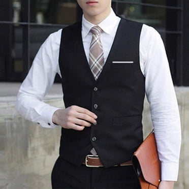MYG Men's Formal Business Casual Dress Vest Suit Slim Fit Tuxedo Waistcoat Coat