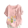thumbnail image 2 of Daisyyozoid Chandail Drôle de Pâques pour Femmes Été Surdimensionné Décontracté à Col Rond Manches Courtes à Imprimé Floral Hauts Amples, 2 of 5