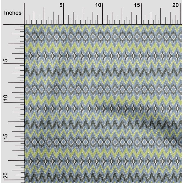 oneOone Tissu en Viscose Chiffon Imprimé Chevron Ikat BTY 42 Pouces de Large