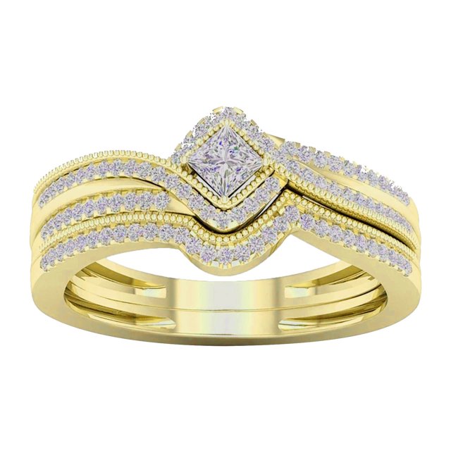 EGNMCR Rings Rhinestone Rings Set For Women 2PCS Stackable Ring Bands Engagement Wedding girls rings