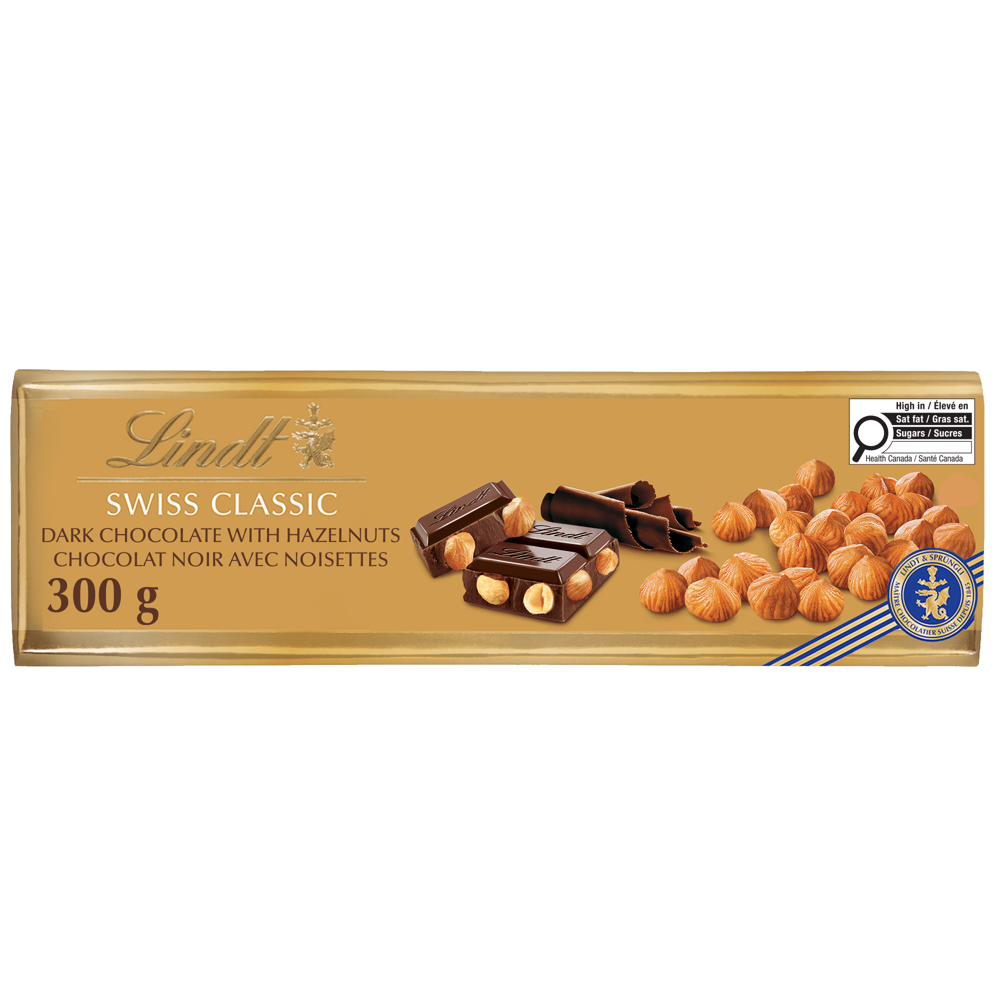 Lindt Tablette au chocolat noir et à la noisette SWISS CLASSIC, 300 g