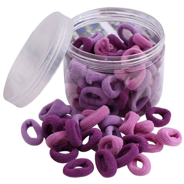 100PCS Kids Ponytail Holders Solid Color Hair Ties Elastic Hair Bands with Box