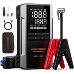 WOLFBOX Car Jump Starter with Air Compressor, 3000A Car Battery Jump Starter (For 8L Gasoline 6L Diesel Engines), with 160PSI Digital Tire Inflator, 12V Battery Jump Starter Pack