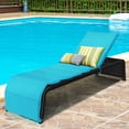 thumbnail image 1 of Costway Chaise Longue Inclinable en Rotin pour Patio, Dossier Réglable, Coussinée, Turquoise, 1 of 10