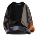 thumbnail image 1 of Pisexur Chandails Hommes Doux et Confortables Chandails d'Automne Hommes Décontracté Imprimé Col Rond Couleur Unie Manches Longues Chandail Tricoté Rayé Café,TG, 1 of 5