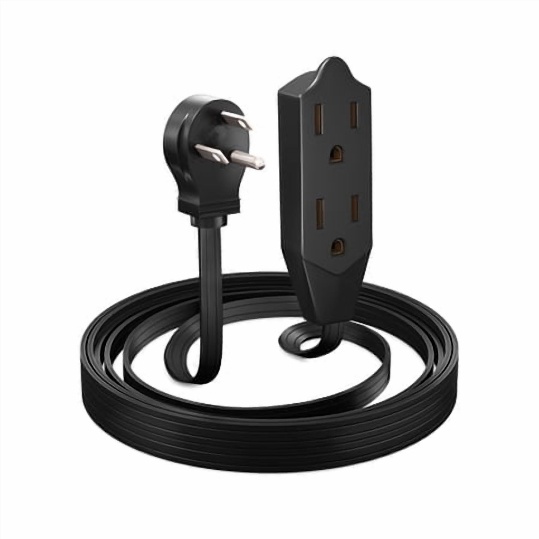 Maximm Extension Cord 6 Feet Flat Plug/Wire, Multi Outlet - 3 Prong Angled Plug Extension Cord - Black UL Certified
