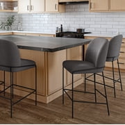 CorLiving Blakeley Modern Boucle Upholstered Indoor Counter Height Barstool with Metal Legs, Dark Grey (Sold Individually)