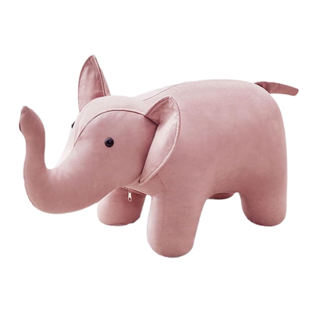 Sofa Tea Stool Portable Foot Rest with Wooden Legs for Decor Bedroom Outdoor Pink elephant