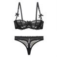 thumbnail image 3 of Varsbaby Unlined Balconette Demi-Cup Underwire Lace Bra and Thongs, 3 of 5