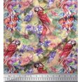 thumbnail image 1 of Soimoi Orange Viscose Chiffon Fabric Floral,Insect & Parrot Bird Printed Fabric 1 Yard 42 Inch Wide, 1 of 3
