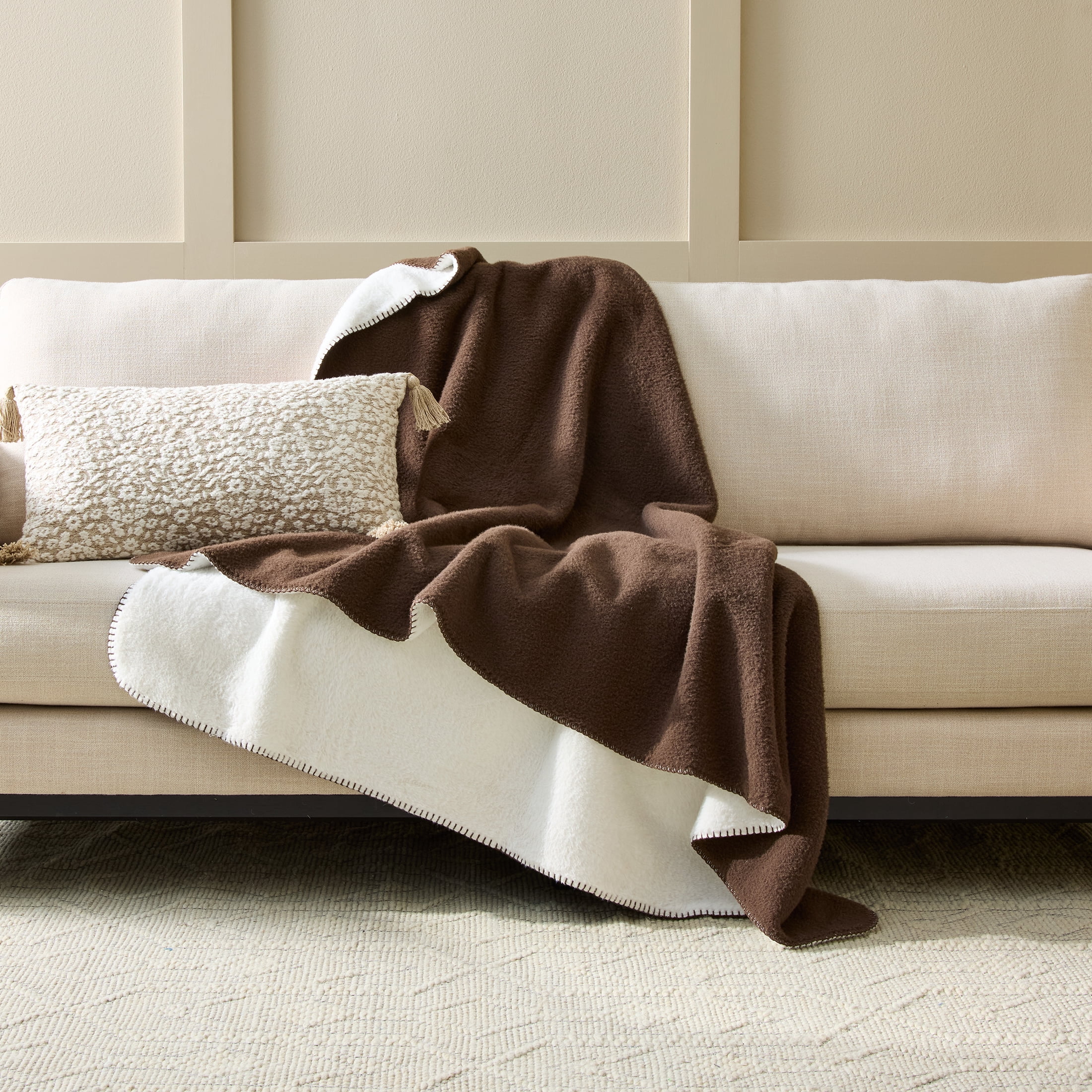 Better Homes & Gardens Cozy Faux Wool Throw, Oversized, Rich Coca, 50" X 72"