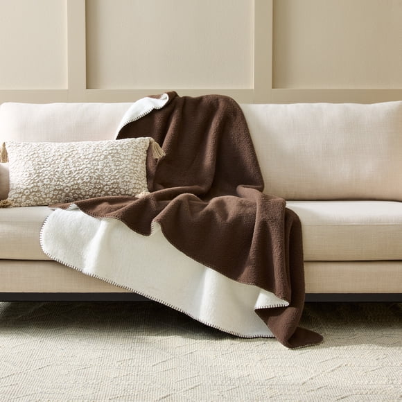 Better Homes & Gardens Cozy Faux Wool Throw, Oversized, Rich Coca, 50" X 72"