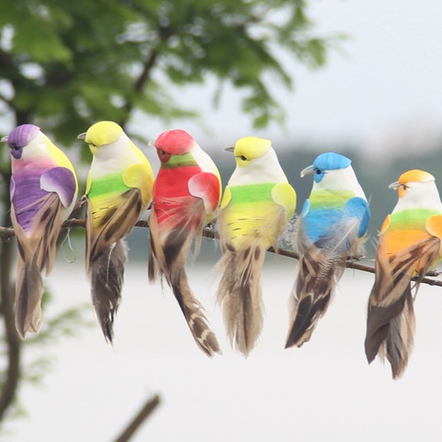 LHCER Artificial Decor,12Pcs Beautiful Colorful Simulation Foam Bird Decor Garden Plants Decoration Ornament,Simulation Bird