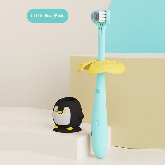 Children‘s Three-sided Toothbrush Set 3D Toothbrush Soft Hair 1-2-3-6 Years Old Children Baby U-shaped Training Toothbrush
