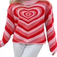 thumbnail image 1 of Chandails à Cœur d'Amour pour Femmes Manches Longues Chandail Tricoté, 1 of 8
