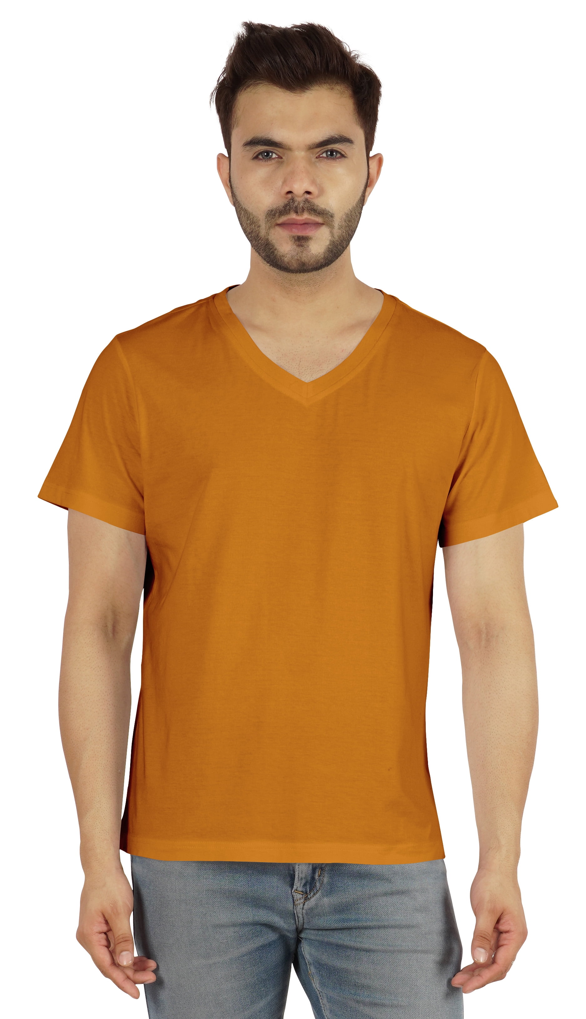 Inkmeso Men's V-neck Basic Tshirt Short Sleeve Solid Regular Fit Cotton Tee