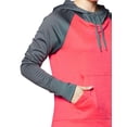thumbnail image 3 of Hanes Womens Sport Performance Fleece Hoodie, L, Dada Grey/Razzle Pink Heather, 3 of 5