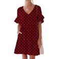 thumbnail image 4 of Liquidation d'Été 2025! Robe pour Femme Grande Taille, Liquidation de Robes d'Été pour Femmes, Robe d'Été Décontractée pour Femme Douce et Mignonne à Col en V avec Poches, Manches Courtes, Volants, 4 of 5