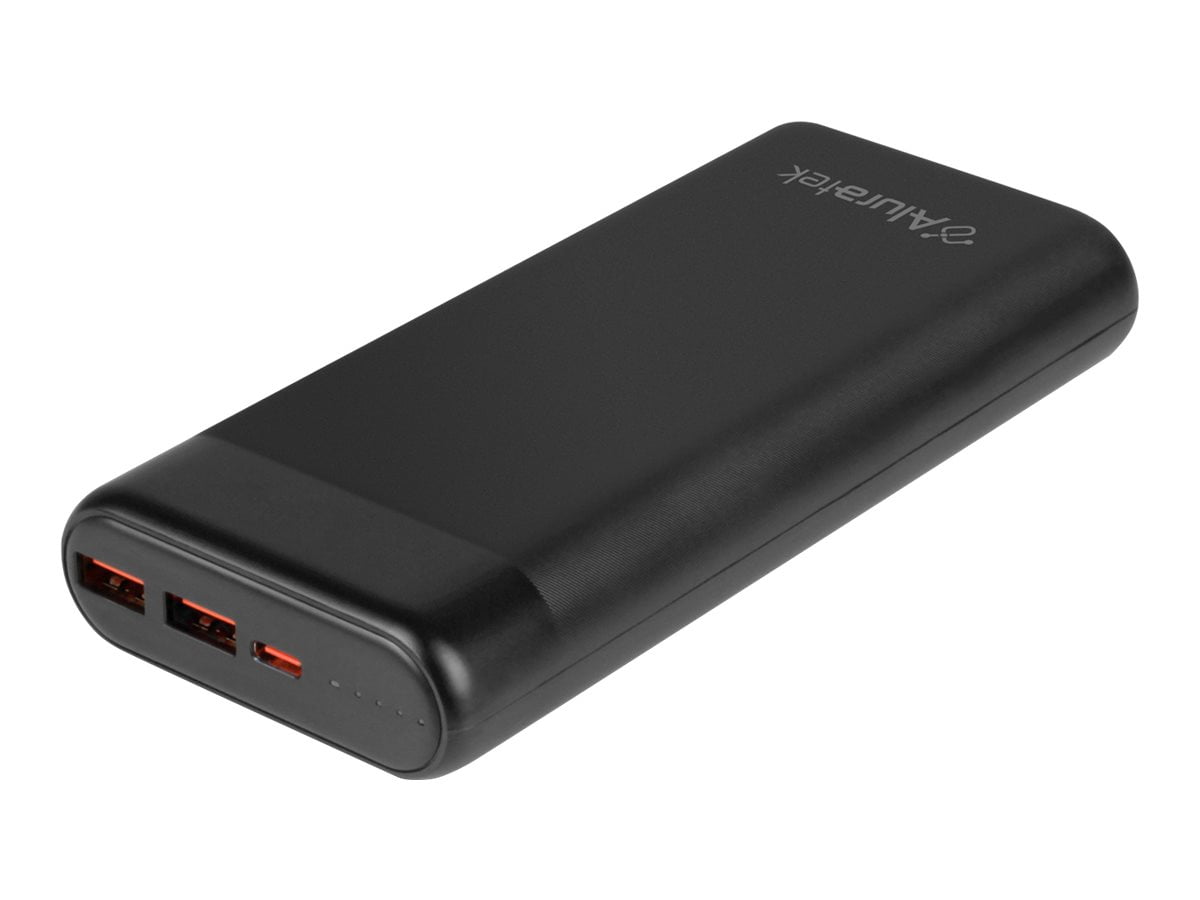 Aluratek APBQ20F - Chargeur rapide 65 W 20 000 mAh, QC 3.0 - 3 sorties : 2 x USB, 1 x USB-C PD
