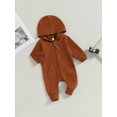 thumbnail image 3 of SUNSIOM Baby Boys Girls Fall Jumpsuits Long Sleeve Solid Color Zip Up Hooded Rompers Newborn Outfit, 3 of 8