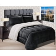 thumbnail image 2 of Mocassi Down Alternative Sherpa Comforter with Shams , Queen, Black, 2 of 2