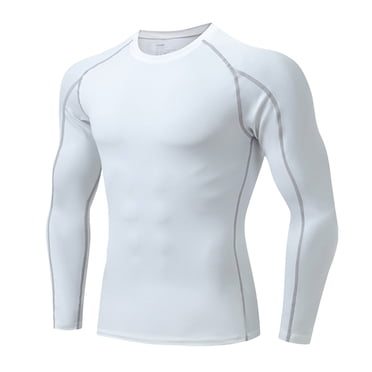 Ketyyh-chn99 Chemise Habillée à Manches Longues pour Homme à Boutons, Vêtements d'Automne, T-Shirt à Manches Longues Ajusté pour Hommes, Entraînement Physique, Sport, Course, Entraînement, Blanc, 2TG