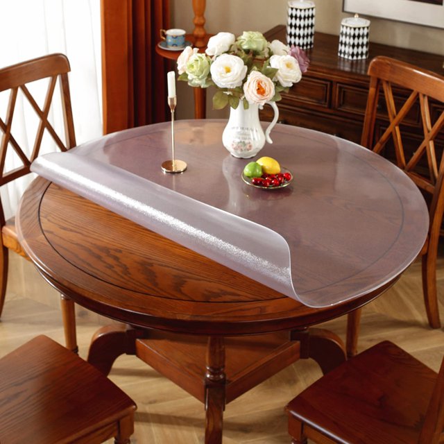 ORUYROP Upgraded Version Frosted Round Table Cover, 2mm Thick 48 Inches Round Table Protector for Dining Room Table, Waterproof Table Cloth Cover, Plastic Table Cover for Glass, Marble Table