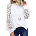 thumbnail image 1 of Hauts à Manches Longues pour Femmes, Blouses Décontractées en Dentelle (Blanc, TG), 1 of 4